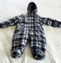 First Impressions Baby Snowsuit Outerwear Size 6-9 Months Blue Plaid - £12.77 GBP