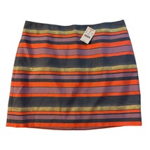 Vtg J Crew Factory Womens 8 Multi-color Striped Lined Zippered Mini Skirt - £24.74 GBP