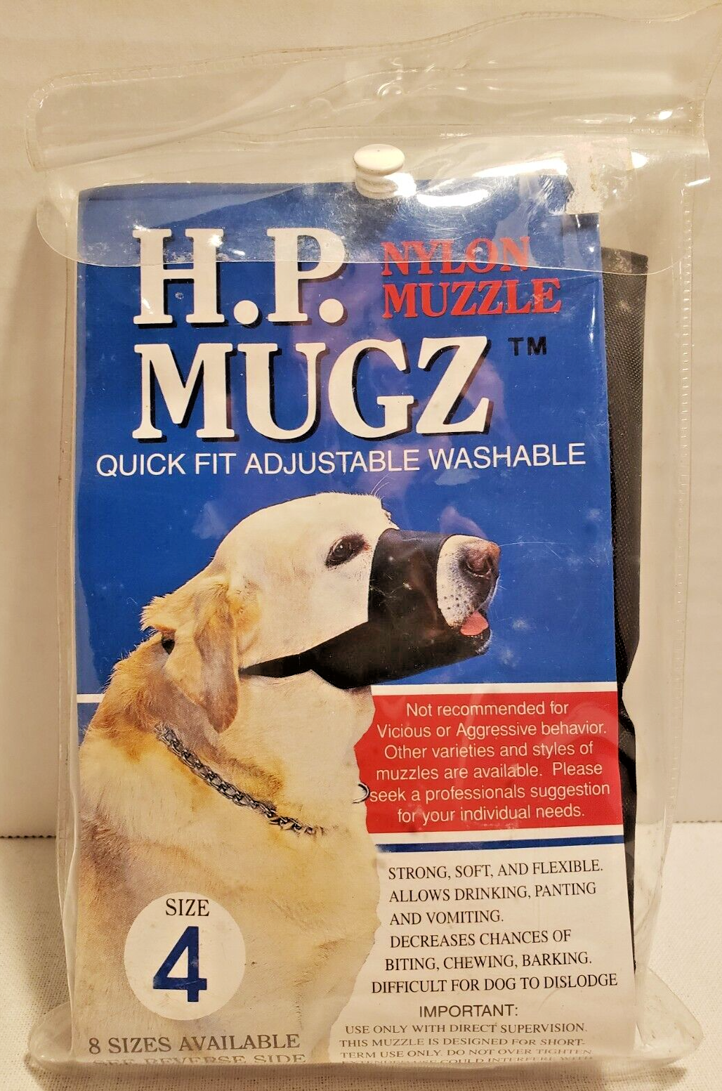 DOG MUZZLE for DANES, ST. BERNARDS, WOLFHOUNDS (SIZE 4) by H.P. MUGZ - N... - $9.99