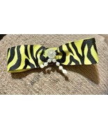 Handmade Yellow With Black Stripes Bow Tie Hair Clip Pin Broach Ornament... - $8.23 CAD