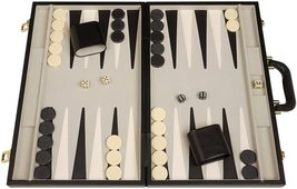 Open Box! 21&quot; Tournament Backgammon Set - Black with Stitched Points - £58.99 GBP