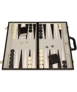 Open Box! 21&quot; Tournament Backgammon Set - Black with Stitched Points - £58.99 GBP