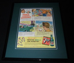 1958 7-Up Sam&#39;s Lingo Lessons Framed 11x14 ORIGINAL Vintage Advertisement - $59.39