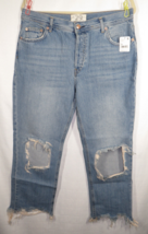 Free People 33&quot;-36&quot; Waist, Maggie Light Stone Wash Distressed Cropped Jeans - £31.85 GBP
