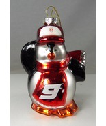 Penguin with Dodge Red Ball Cap Blown Glass Christmas Holiday Ornament N... - £10.66 GBP