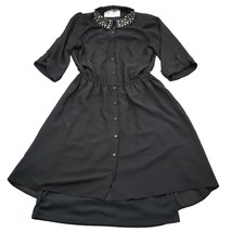 Lily Rose Dress Womens M Black Sheer Black High Low Studded Collar Dress - £23.22 GBP