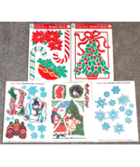 Vintage 1990&#39;s Lot of 5 Christmas Window Clings Eureka &amp; Kreative Holida... - $18.80