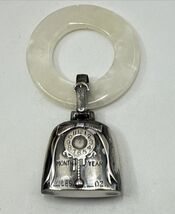 WEB Sterling Silver Baby Rattle w/White Mother Of Pearl Teething Ring Gift - $26.68