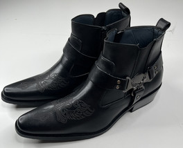 alberto fellini NWOB Western-10 men’s size 8.5 black zip up ankle boots x1 - $80.19