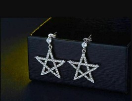 1.60Ct Simulated Diamond Star Drop/Dangle Earrings 14K White Gold Plated Silver - £66.40 GBP