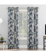 Sun Zero Blackout Alamea Botanical Grommet Curtain Panel Indigo Blue 40x95 - $26.29 CAD