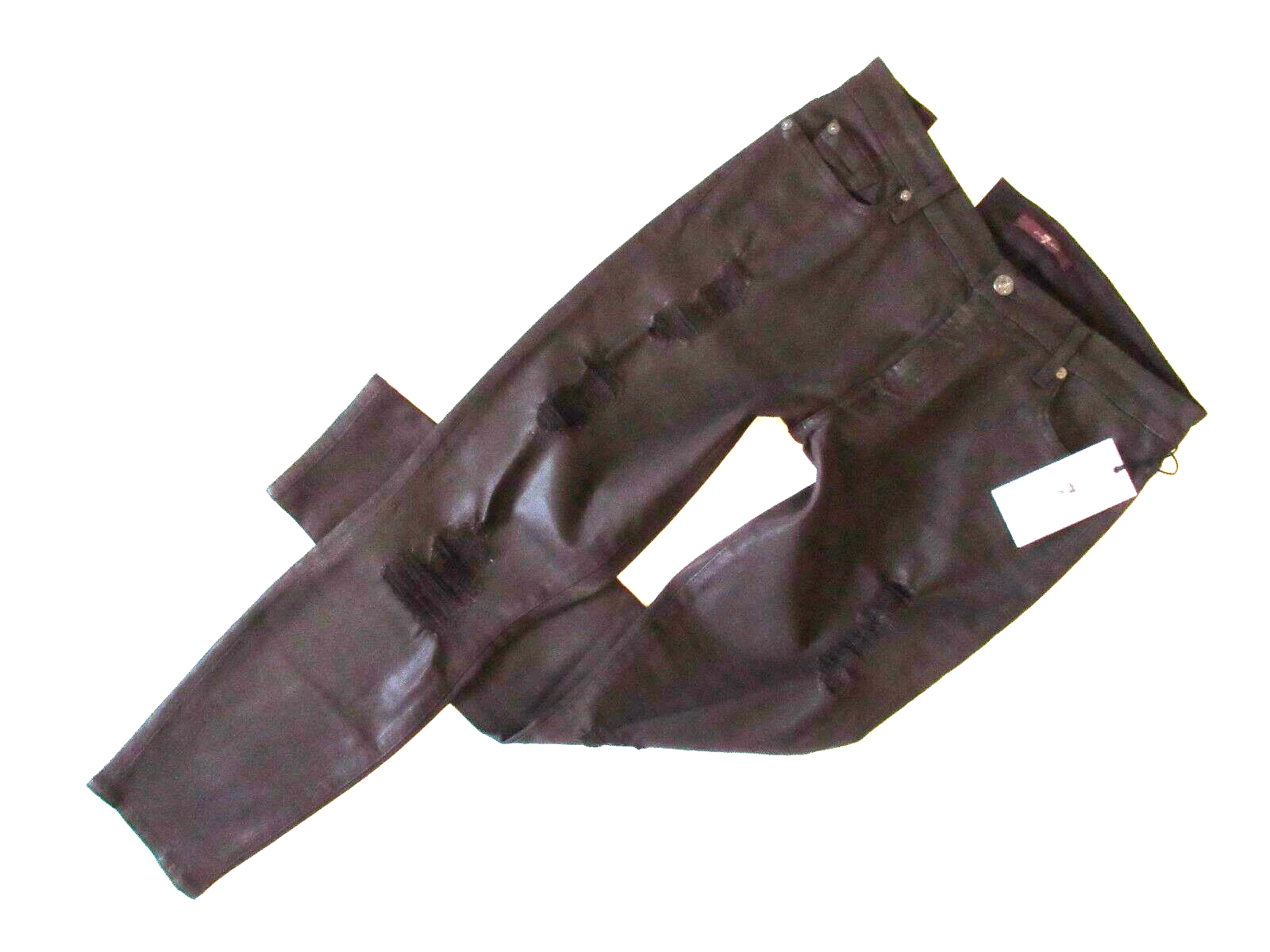 Primary image for NWT 7 For All Mankind The Skinny Ankle in Plum Destroyed Coated Stretch Jeans 29