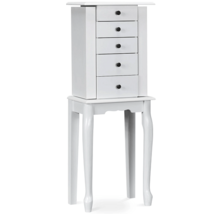 2 Colors Armoire Storage Standing Jewelry Cabinet with Mirror-White - Color: Whi - £103.86 GBP