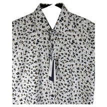 Silver Stone Floral Collection White Shirt Medium Short Sleeve Black Yellow - £42.10 GBP