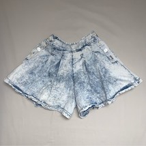 Vintage Acid Wash Denim Jean Flare Shorts Pleated Mom Women’s 80s 90s Sp... - £41.88 GBP