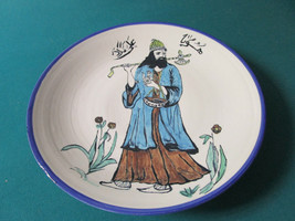 Middle Eastern Platter Wall Plaque Ceramic Original 15&quot; - £99.52 GBP