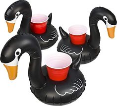 3PC,Inflatable Pool Drink Holders, Designed in US, Black Swan, Unicorn, Flamingo - £7.98 GBP+