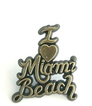 Vintage I Heart Love Miami Beach Plastic Florida Souvenir Lapel Pin - £5.63 GBP