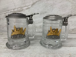Chicago Shot Glass Beer Stein Style Cityscape Logo with Flip Top Shot Glasses 2 - £11.46 GBP