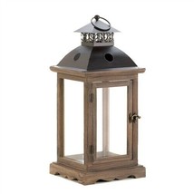Large Monticello Clear Glass Wood Candle Lantern - £39.66 GBP