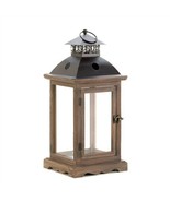 Large Monticello Clear Glass Wood Candle Lantern - £39.25 GBP