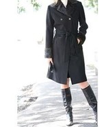 women&#39;s Church winter black wool coat long jacket faux fur plus size 22W... - $1,903.76 MXN