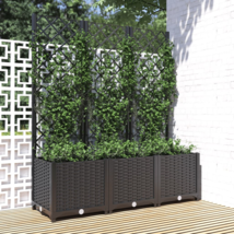 Garden Planter with Trellis Black 47.2&quot;x15.7&quot;x53.5&quot; PP - £103.69 GBP