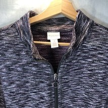 Weekends by Chico&#39;s Size 3 (XL) White Black Purple Zip Up Jacket Knit - £19.54 GBP