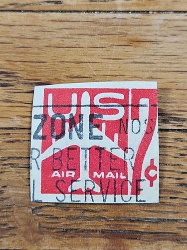 US Stamp US Air Mail 7c Used Red &quot;Zone&quot; Cutout - $0.99