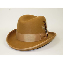 Men Bruno Capelo Dress Hat Australian Wool Homburg Godfather GF103 Camel Tan image 3