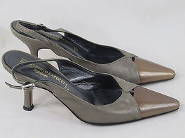 Roberto Capucci Metallic Silver &amp; Bronze Leather Slingback Heels 4.5 B U... - $14.42