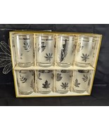 Libbey Silver Foliage Hostess Glassware #306 12 OZ Beverage Set 8 Vintage Retro - £27.09 GBP