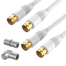 2 Pack RG6 Coaxial Cable 7FT TV Coax Cable Cord Extender Gold Plated Con... - £23.39 GBP