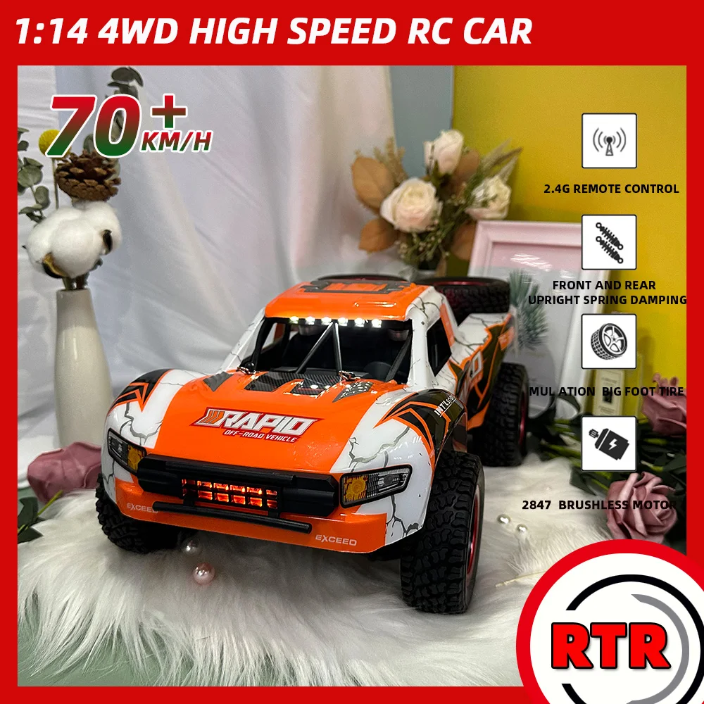 Q130 1:14 70KM/H 4WD RC Car With Light Brushless Motor Remote Control Cars High - £90.36 GBP+