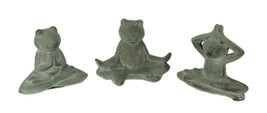 Scratch &amp; Dent 3 Piece Distressed Stone Meditating Yoga Frog Statue Set - £19.56 GBP