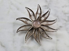 Womens Vintage Estate Sterling Silver Filigree Star Brooch 6.1g E3899 - £26.06 GBP