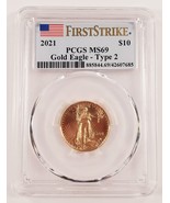 2021 G $ 10 1/4 Oz. Americana Oro Aquila Selezionato By PCGS Come MS69 T... - $1,909.22 CAD