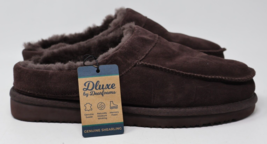 Dluxe by Dearfoams Men&#39;s Genuine Shearling Moccasin Toe Clog Brown Size ... - $19.79