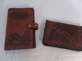 Red-Brown Handmade Leather Engraved &quot;Theresa&quot; Journal &amp; notepad covers 100191 - £14.62 GBP