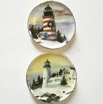 DOLLHOUSE Lg. Plate Pr Lighthouses in Winter CDD208 By Barb Wall Art Miniature - £8.31 GBP