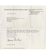 Leonard Parkin News Reader I&#39;m Leaving ITN Hand Signed ITV Letter - £19.68 GBP