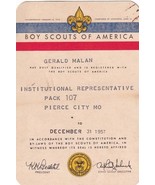 Boy Scouts 1957 Institutional Representative Pierce City MO Gerald Malan - $235.30 MXN