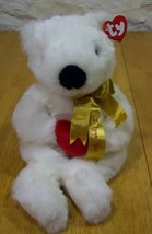TY ROMEO WHITE TEDDY BEAR W/ HEART I LOVE YOU 14 inch Stuffed Animal NEW - £12.26 GBP