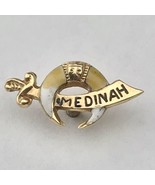 Medinah Pin Vintage Saber Crescent Moon Sword Small Good Tone Enamel Scr... - $11.95