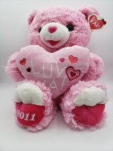 Dan Dee Bear Plush 2011 18 inch Valentines Pink with Love Ya Heart - $13.86