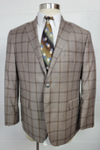 Joseph Abboud Mens Brown Plaid Wool Sport Coat Jacket Reda Super 130s 44S - £11.96 GBP