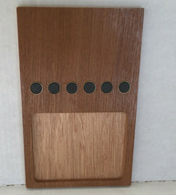 Vintage MCM wood memo pad and metal pen holder office desk wall decor  - $19.75