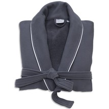 Linum Home Textiles 100% Turkish Cotton Waffle Terry Bathrobe L/XL Dark Grey - $78.80