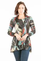 Women&#39;s Velvet Geometrical Print Tunic Blouse Top with Cowl Neck and Lon... - $64.67