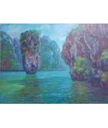 Original drawing Acrylic paint on canvas Ao Phang Nga National Park, Kha... - £337.70 GBP